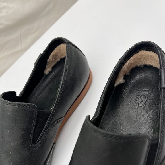 UGG Men\'s Leather Slip On Casual Loafers Shoes Black Size 10